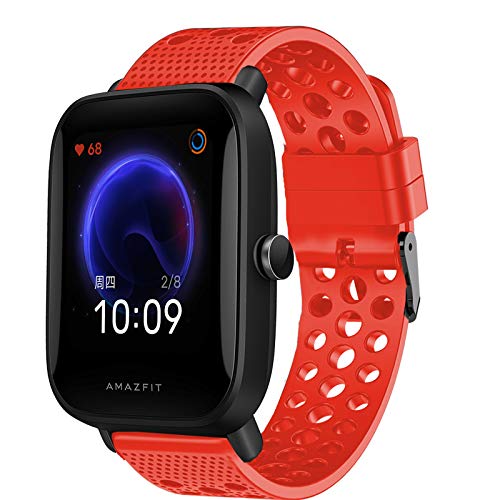 Giaogor Armband Kompatibel Für Xiaomi Amazfit Bip U, Sport Silikon Classic Ersatz Uhrenarmband Für Xiaomi Huami Amazfit Bip U Smart Watch (rot) von Giaogor