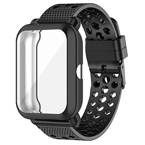 Giaogor Armband Kompatibel Für Xiaomi Amazfit Bip U, Sport Silikon Classic Ersatz Uhrenarmband Für Xiaomi Huami Amazfit Bip U Smart Watch (schwarz+schwarz Hülle) von Giaogor