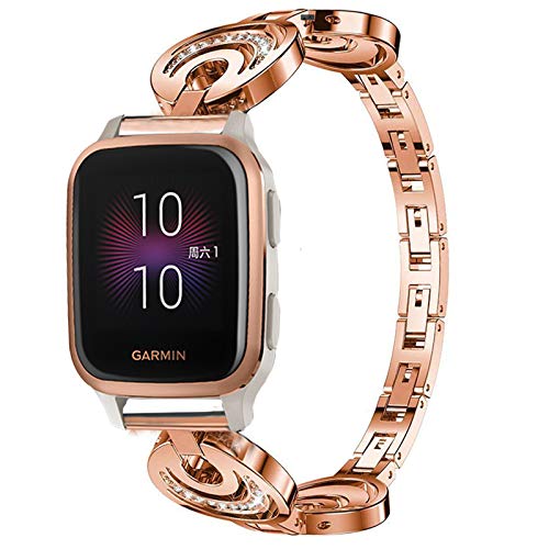 Giaogor Armband Kompatibel für Garmin Venu sq, Damen Metall Band Premium Edelstahl Bracelet Gurt für Garmin Venu SQ Smartwatch (Roségold) von Giaogor