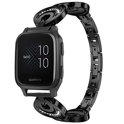 Giaogor Armband Kompatibel für Garmin Venu sq, Damen Metall Band Premium Edelstahl Bracelet Gurt für Garmin Venu SQ Smartwatch (schwarz) von Giaogor
