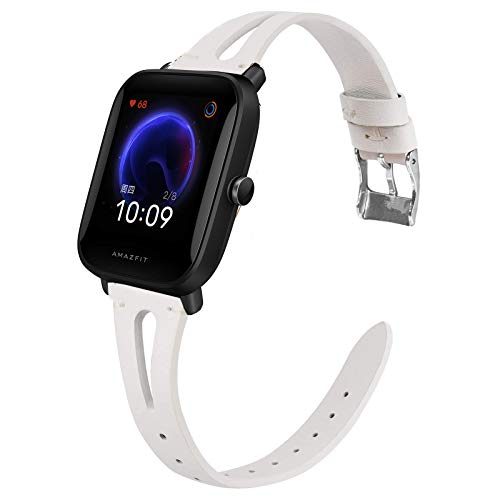 Giaogor Armband Kompatibel mit Amazfit Bip U, Quick Release Leder Classic Ersatz Uhrenarmband für Amazfit Bip U Smartwatch (Weiß) von Giaogor