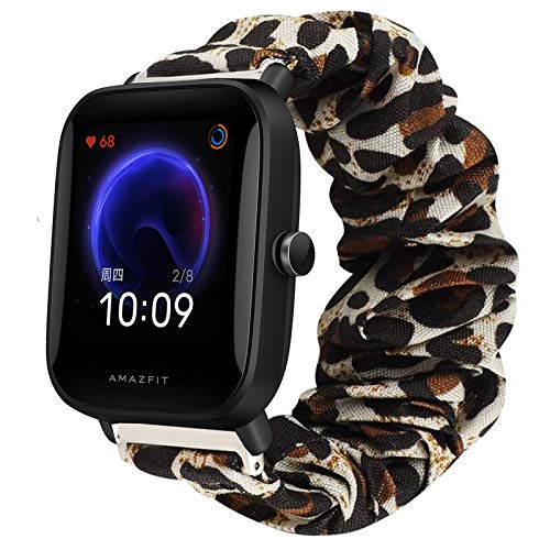 Giaogor Armband Kompatibel mit Amazfit Bip U, weiche Haargummis Uhrenarmband für Amazfit Bip U Smartwatch (Leopard) von Giaogor
