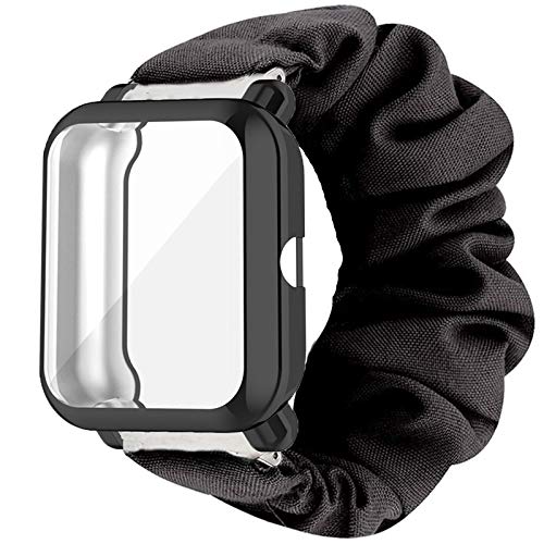 Giaogor Armband Kompatibel mit Amazfit Bip U, weiche Haargummis Uhrenarmband für Amazfit Bip U Smartwatch (schwarz+schwarz hülle) von Giaogor