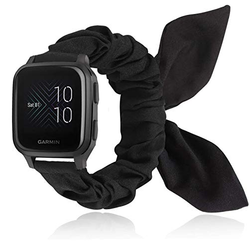 Giaogor Armband Kompatibel mit Garmin Venu Sq, weiche niedlichen Bogenknoten Haargummis Uhrenarmband für Garmin Venu Sq Smartwatch (schwarz) von Giaogor