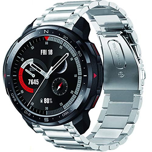 Giaogor Armband Kompatibel mit Honor Watch GS Pro, Classic Edelstahl Uhrenarmband für Honor Watch GS Pro Smartwatch (Silber) von Giaogor