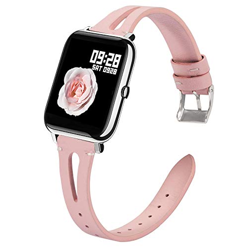 Giaogor Armband Kompatibel mit Popglory P22, Quick Release Leder Classic Ersatz Uhrenarmband für Popglory P22 Smartwatch (Rosa) von Giaogor