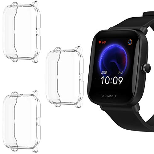 Giaogor Schutzhülle Kompatibel mit Amazfit Bip U, Flexibles TPU Vollschutz mit Displayschutzfolie Kratzfest Displayschutz Schutz Hülle Für Amazfit Bip U Smartwatch (Transparent * 3) von Giaogor