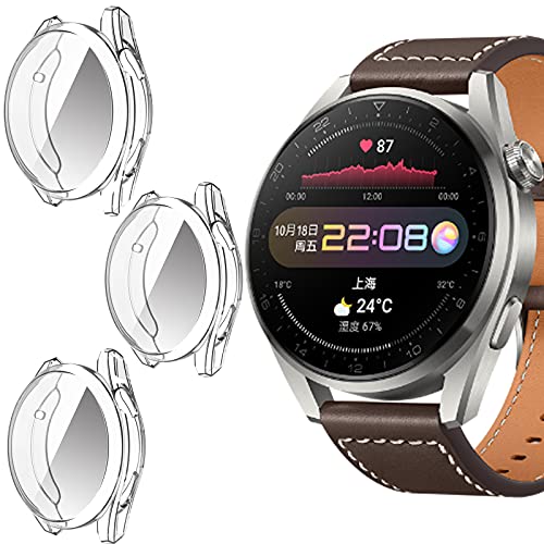 Giaogor Schutzhülle Kompatibel mit Huawei watch 3 Pro, Flexibles TPU Vollschutz mit Displayschutzfolie Kratzfest Displayschutz Schutz Hülle Für Huawei watch 3 Pro Smartwatch (Transparent*3) von Giaogor