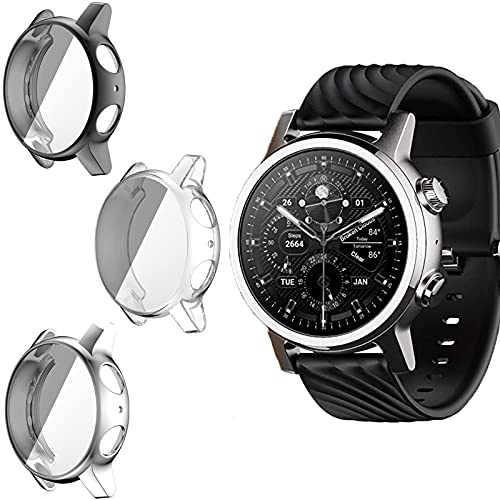 Giaogor Schutzhülle Kompatibel mit Moto 360 3. Generation, Flexibles TPU Vollschutz mit Displayschutzfolie Kratzfest Displayschutz Schutz Hülle Für Moto 360 gen 3 (schwarz+Transparent+Silber) von Giaogor