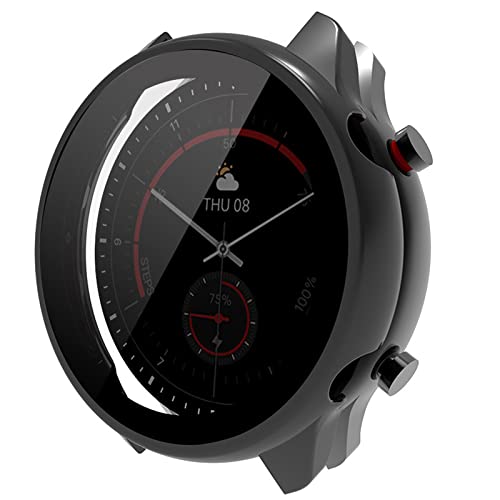 Giaogor Schutzhülle für Amazfit GTR 3 Pro, Hard PC hülle mit Glas Displayschutz kompatibel mit Amazfit GTR 3 Pro/GTR 3 Smartwatch 2021 (GTR 3, Schwarz) von Giaogor