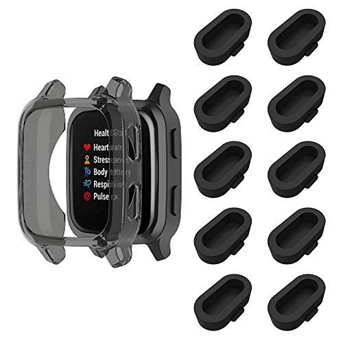 Giaogor Schutzhülle kompatibel Für Garmin Venu SQ, All-Around Case Ultra dünn TPU Schutz Hülle für Garmin Venu SQ Smartwatch (schwarz hülle + schwarz Staubstecker) von Giaogor