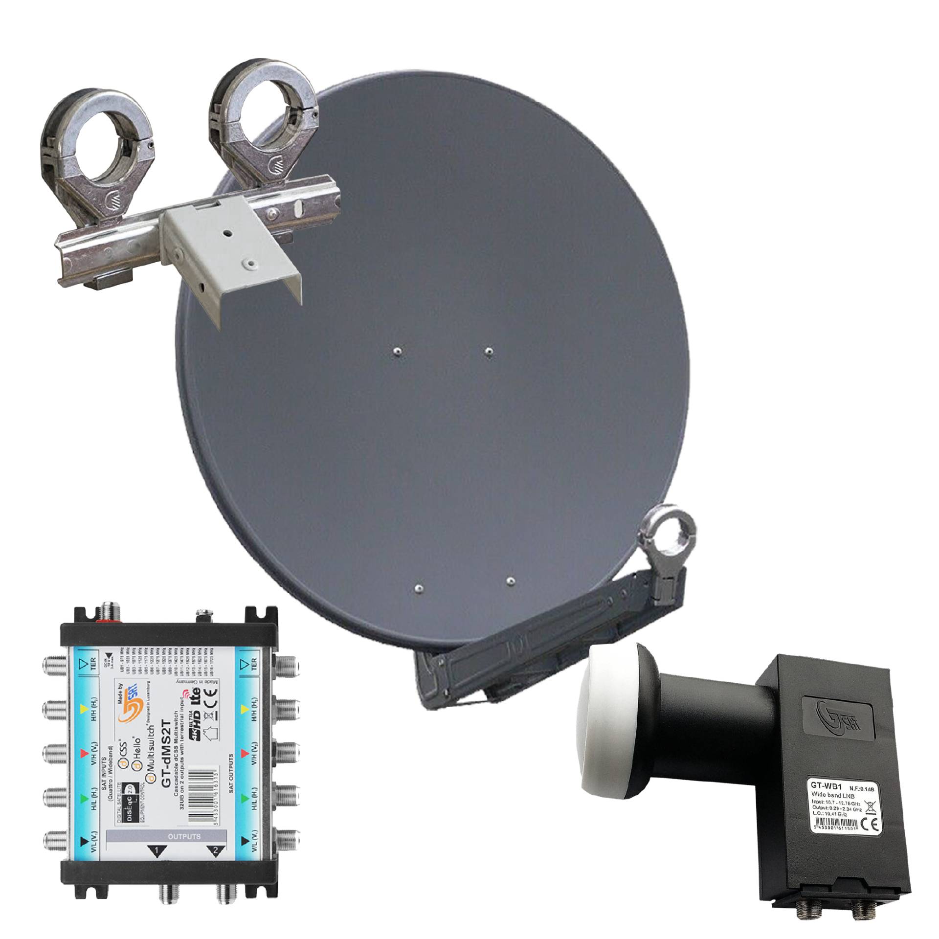 Gibertini OP 75 SE - Alu-Antenne - anthrazit - 32 Teiln. mit Wideb.-LNB und Multischalter für 2 Sat. Gibertini OP 75 SE - Alu-Antenne - anthrazit - 32 Teiln. mit Wideb.-LNB und Multischalter für 2 Sat. von Gibertini