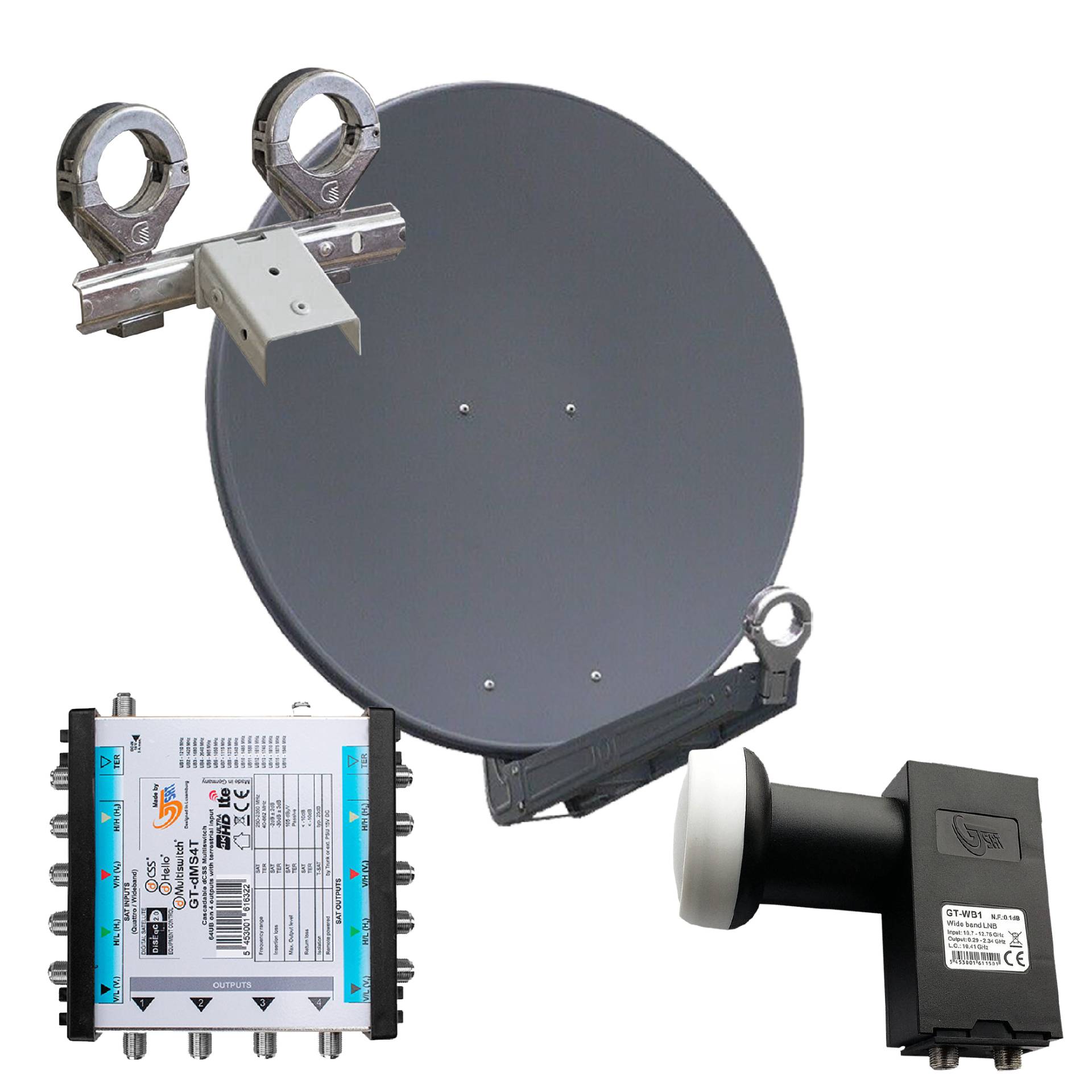 Gibertini OP 75 SE - Alu-Antenne - anthrazit - 64 Teiln. mit Wideb.-LNB und Multischalter für 2 Sat. Gibertini OP 75 SE - Alu-Antenne - anthrazit - 64 Teiln. mit Wideb.-LNB und Multischalter für 2 Sat. von Gibertini