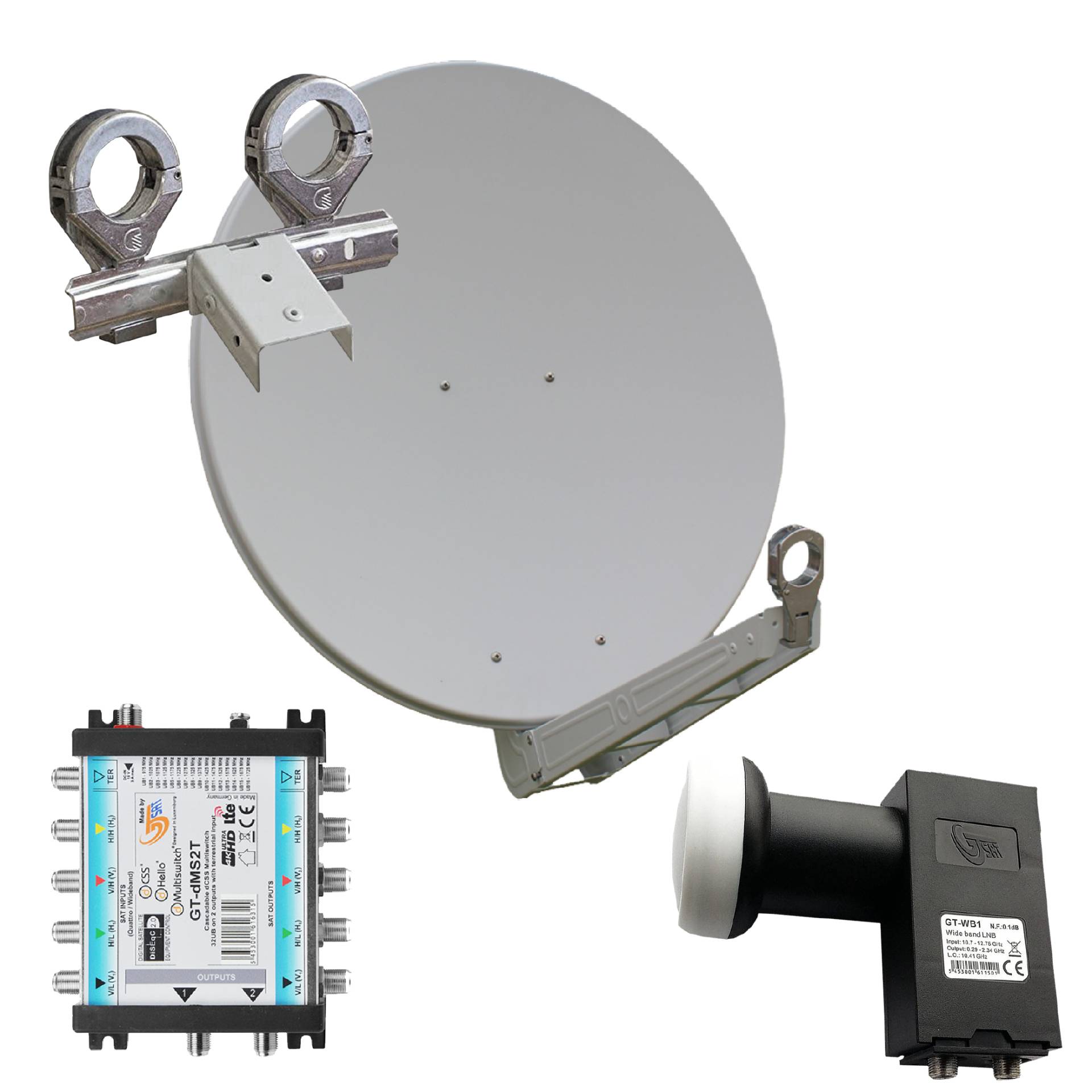 Gibertini OP 75 SE - Alu-Antenne - weiss - 32 Teiln. mit Wideb.-LNB und Multischalter für 2 Sat. Gibertini OP 75 SE - Alu-Antenne - weiss - 32 Teiln. mit Wideb.-LNB und Multischalter für 2 Sat. von Gibertini