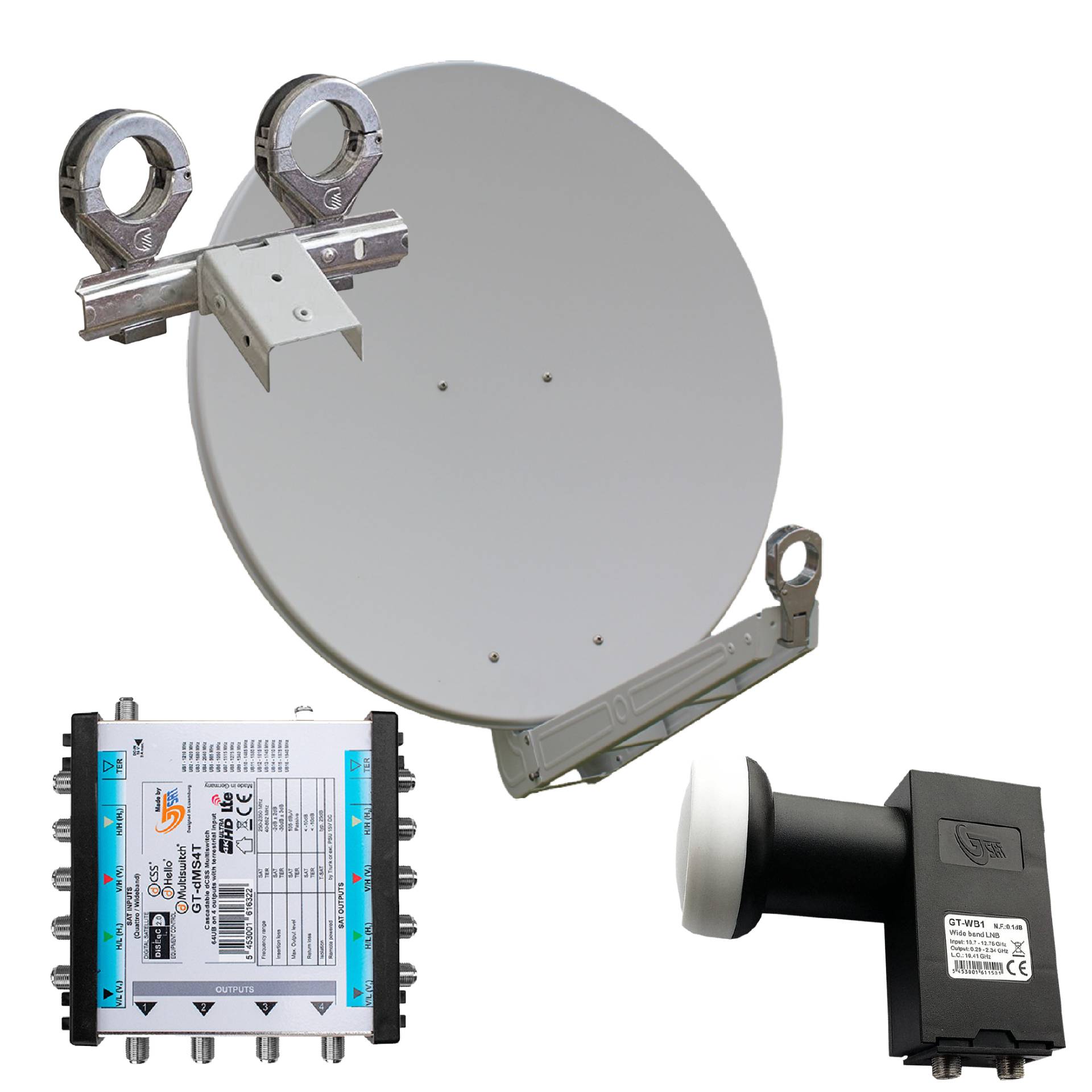 Gibertini OP 75 SE - Alu-Antenne - weiss - 64 Teiln. mit Wideb.-LNB und Multischalter für 2 Sat. Gibertini OP 75 SE - Alu-Antenne - weiss - 64 Teiln. mit Wideb.-LNB und Multischalter für 2 Sat. von Gibertini