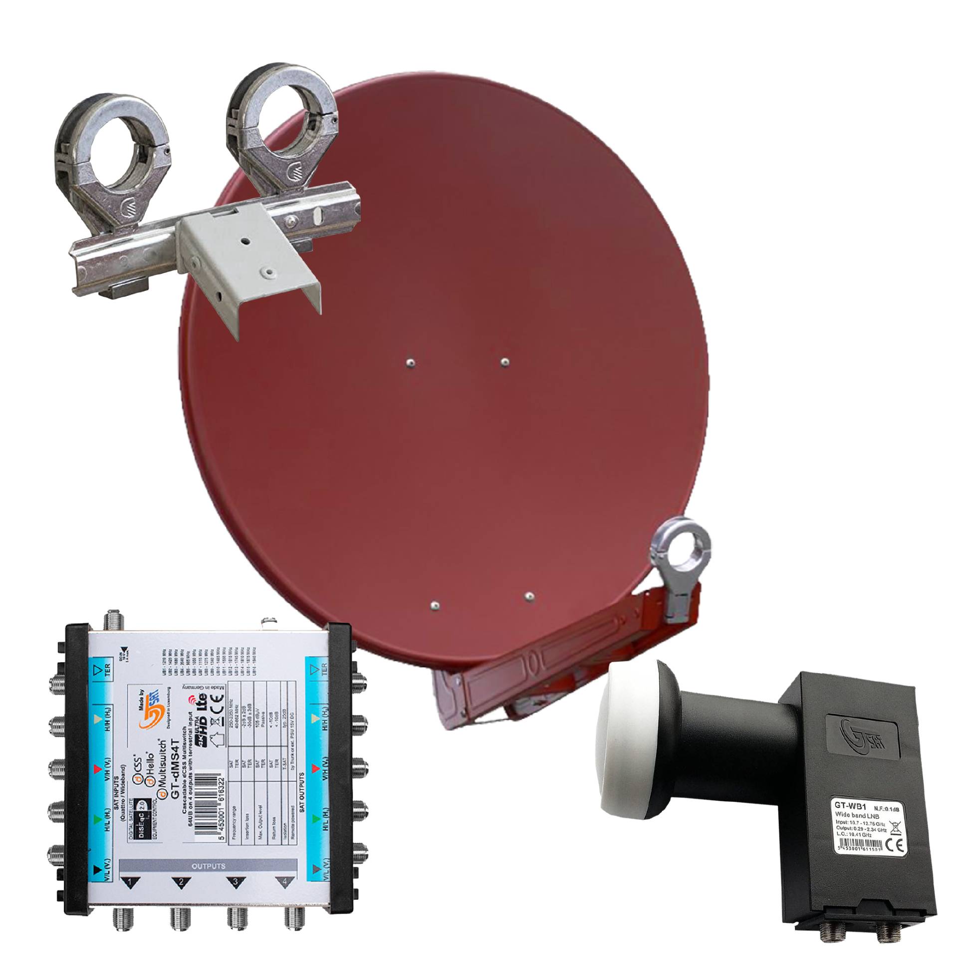 Gibertini OP 75 SE - Alu-Antenne - ziegelrot - 64 Teiln. mit Wideb.-LNB und Multischalter für 2 Sat. Gibertini OP 75 SE - Alu-Antenne - ziegelrot - 64 Teiln. mit Wideb.-LNB und Multischalter für 2 Sat. von Gibertini