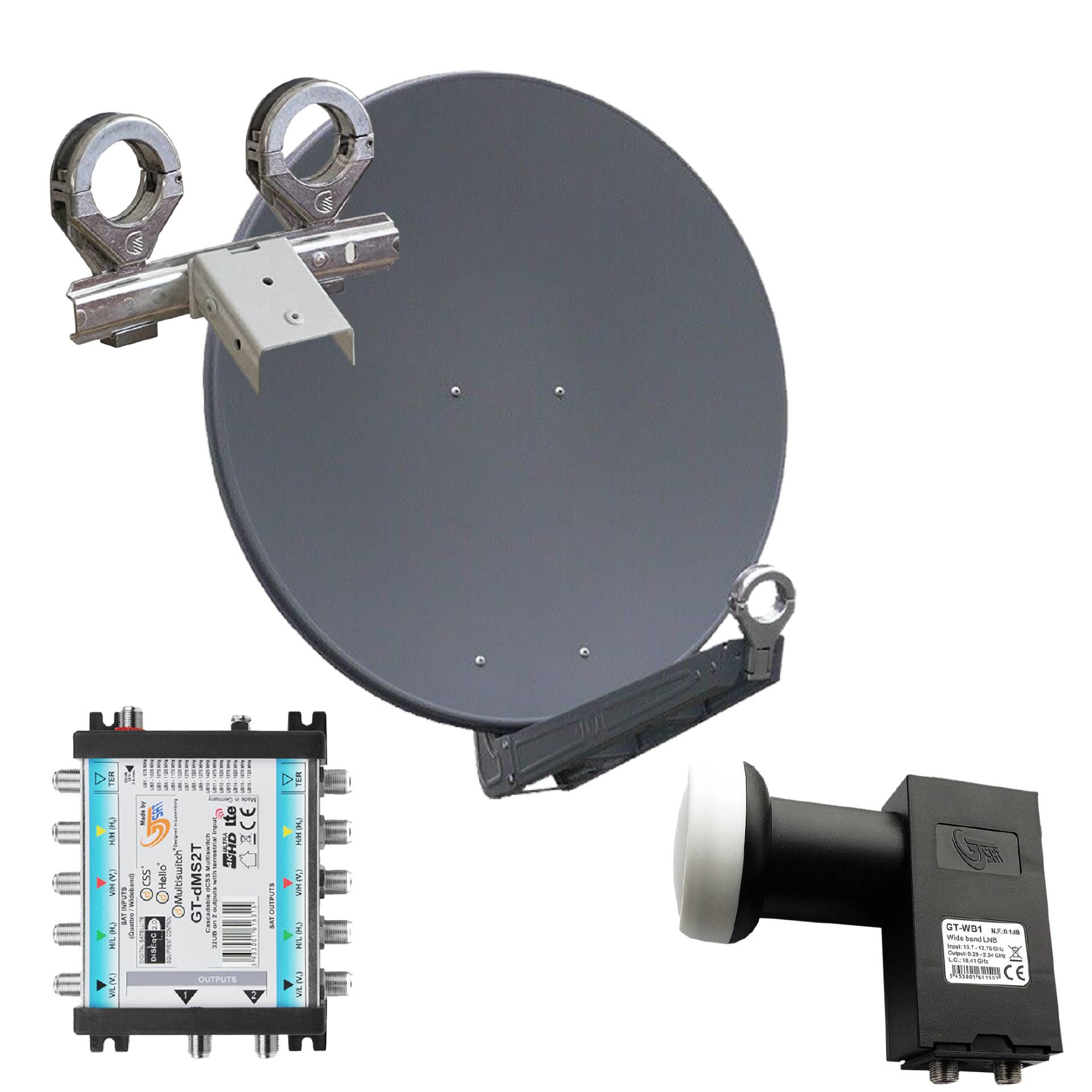 Gibertini OP 85 SE - Alu-Antenne - anthrazit - 32 Teiln. mit Wideb.-LNB und Multischalter für 2 Sat. Gibertini OP 85 SE - Alu-Antenne - anthrazit - 32 Teiln. mit Wideb.-LNB und Multischalter für 2 Sat. von Gibertini
