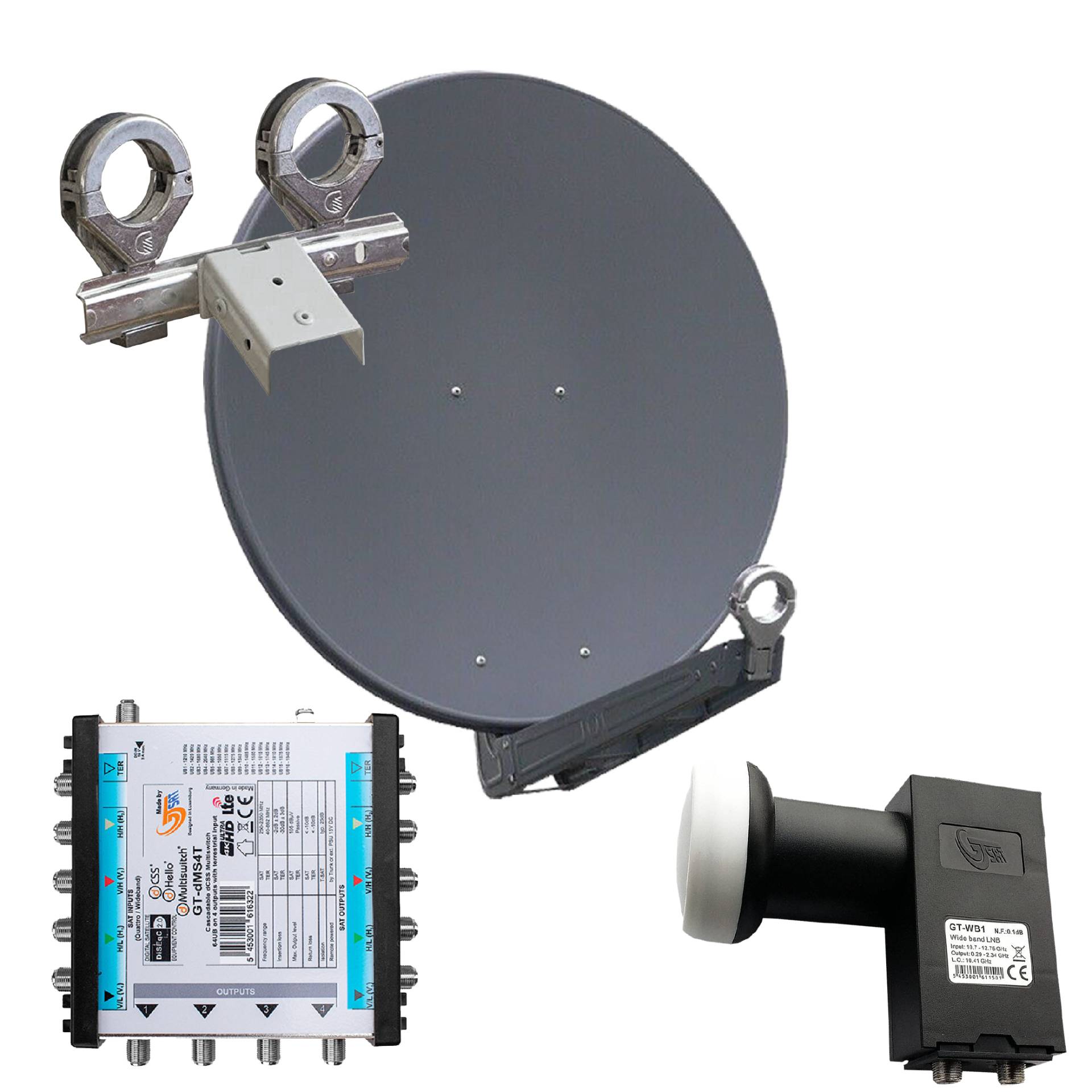 Gibertini OP 85 SE - Alu-Antenne - anthrazit - 64 Teiln. mit Wideb.-LNB und Multischalter für 2 Sat. Gibertini OP 85 SE - Alu-Antenne - anthrazit - 64 Teiln. mit Wideb.-LNB und Multischalter für 2 Sat. von Gibertini