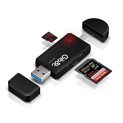 Gibot 3.0 USB-Typ C Kartenlesegerät, SD/Micro SD Kartenleser Speicherkartenleser mit Micro USB OTG, USB 3.0 Adapter für Samsung, Huawei, Android Smartphone, MacBook und PC Laptop von Gibot
