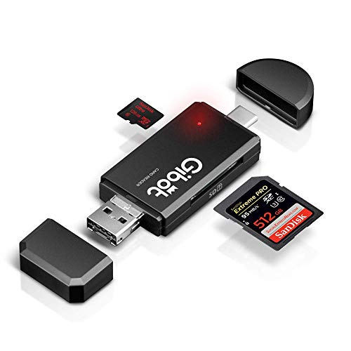 Gibot USB-Typ C Kartenlesegerät, SD/Micro SD Kartenleser Speicherkartenleser mit Micro USB OTG, USB 2.0 Adapter für Samsung, Huawei, Android Smartphone, MacBook und PC Laptop von Gibot