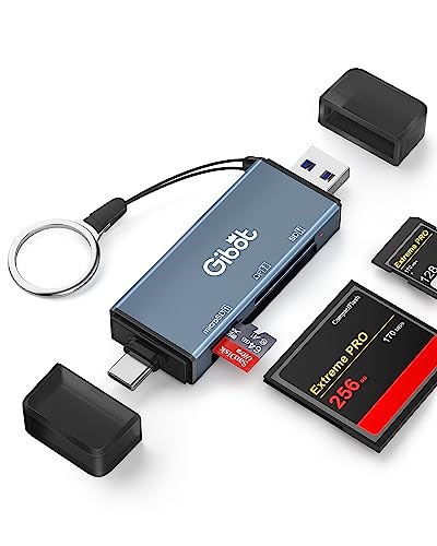 USB C SD Kartenleser, Gibot USB 2.0 kartenlesegerät, SD/Micro/CF Speicherkartenleser 3 Stecker OTG Adapter für Galaxy S23/ S23+/ S23 Ultra, Android Smartphone, MacBook Pro/Air und PC Laptop usw von Gibot