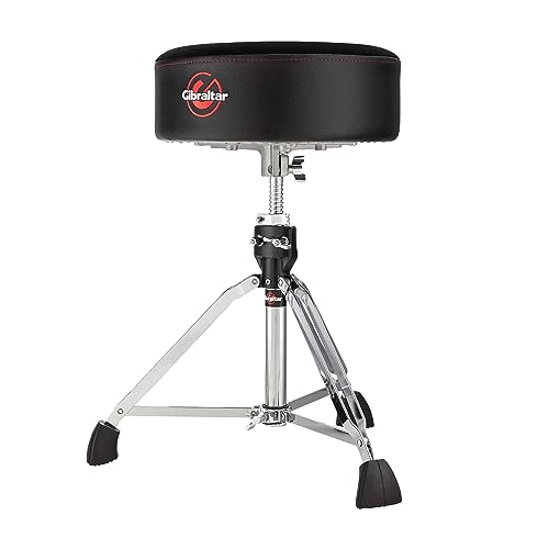 Gibraltar Schlagzeughocker, Drumhocker 9000 Series Round Softy, 9608SFT (Durchmesser: 35cm, Cordura-Material und Vinyl-Sitzfläche, Super Lock, Dreibein-Position, 'Super Foot' Gummifüße) von Gibraltar