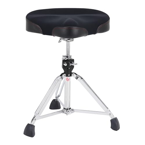 Gibraltar Schlagzeughocker, Drumhocker 9000 Series Saddle Neoprene, 9608NM (Durchmesser: 42cm, Neopren-Sitzfläche, Memory Lock, doppelstrebige Basis, 'Super Foot' Gummifüße) von Gibraltar