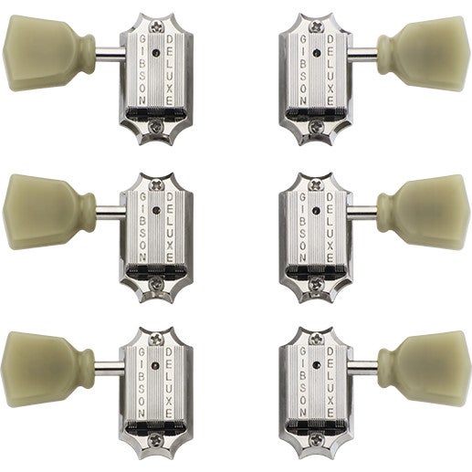 Gibson Deluxe Green Key Tuner Set Vintage Nickel for Guitars (Pack of 6) von Gibson