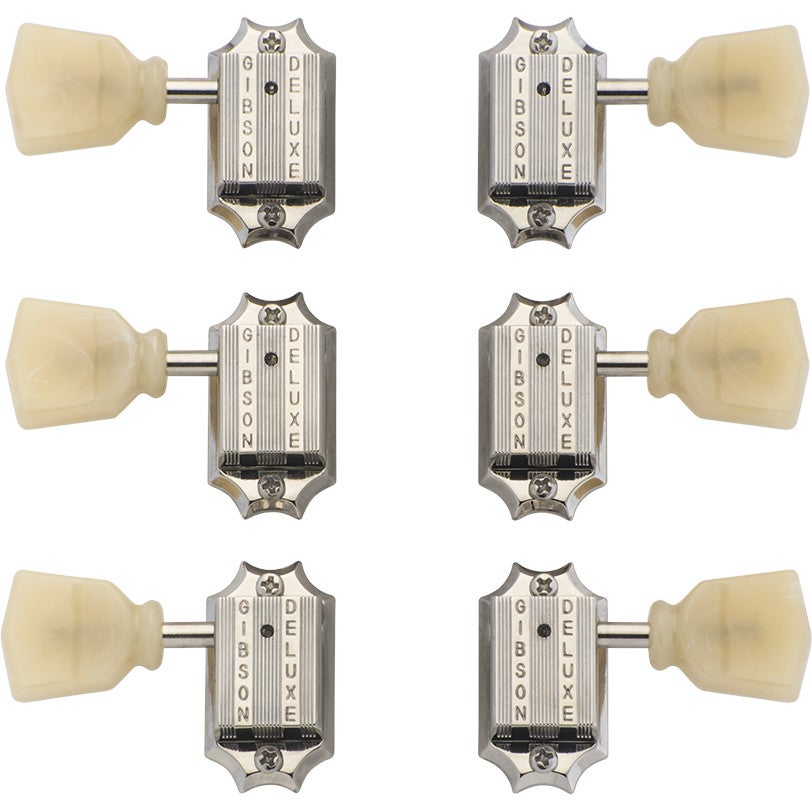 Gibson Deluxe Yellow Key Tuner Set Nickel for Guitars (Pack of 6) von Gibson