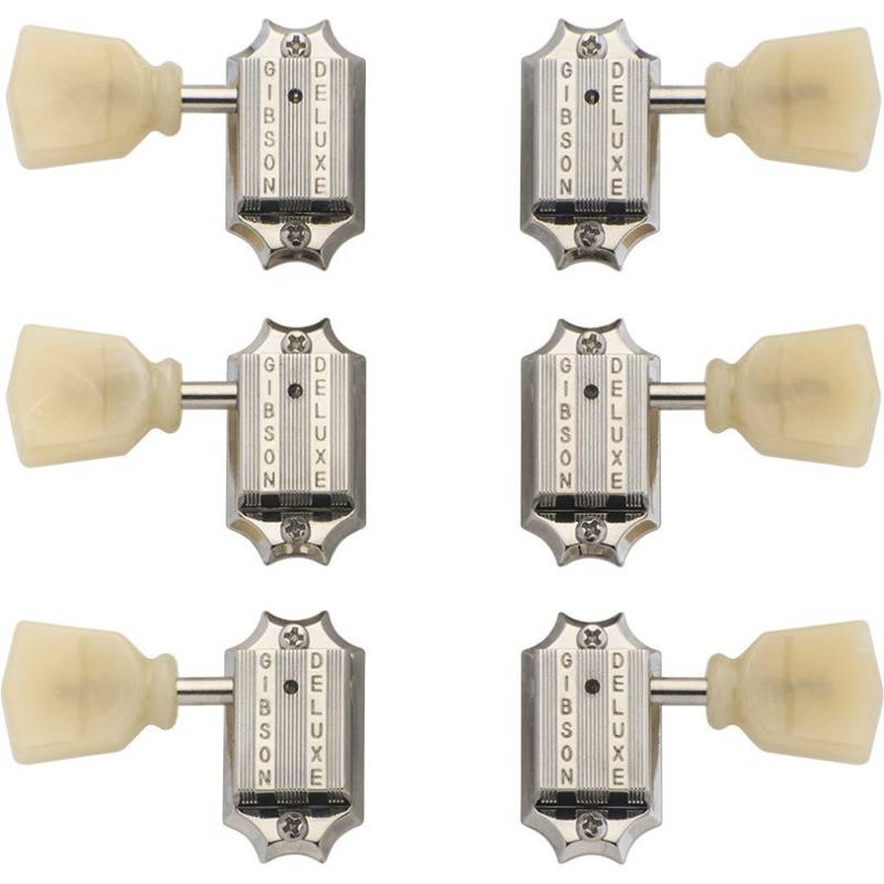 Gibson Deluxe Yellow Key Tuner Set Nickel for Guitars (Pack of 6) von Gibson