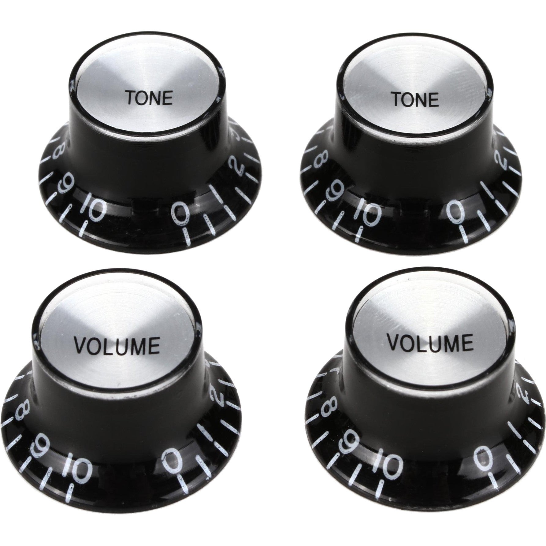 Gibson Top Hat Knobs Silver Metal Insert Black (Pack of 4) von Gibson
