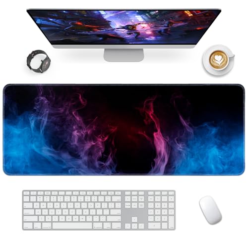 Giecy Gaming Mauspad XXL, Mousepad 900x400mm,Groß Schreibtischunterlage mit Rutschfester Gummibasis,Desk Mat für Tastatur, PC, Laptop (Flamme) von Giecy