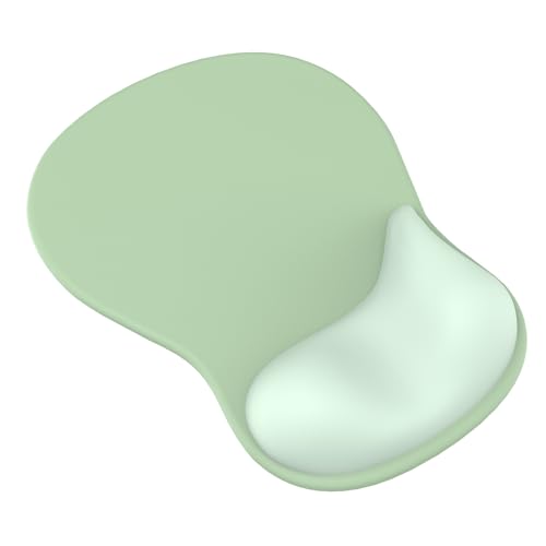 Giecy Mauspad mit Handgelenkauflage aus Gel, ergonomisch, konkav, mit weicher Halterung und rutschfester Unterseite (hellgrün) von Giecy
