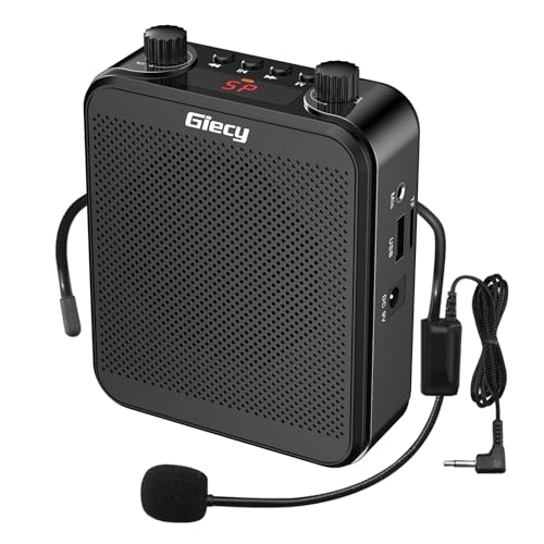 Giecy Sprachverstärker tragbar Blutooth Lautsprecher(30W) mit 7.4V/2800mAh Lithium Batterie und mikrofon Headset,Wiederaufladbares Mini Stimmverstärker für Trainer Lehrer Reiseführer Tagungen von Giecy