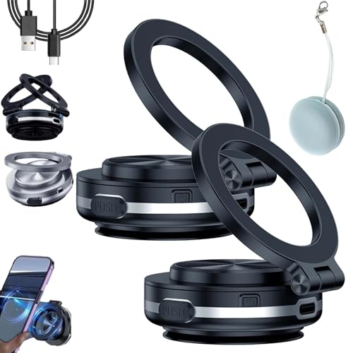 Gienslru Maggrip Pro 360 2.0, Nixie Phone Holder, Fall Car Electric Suction Cup Vacuum Magnetic Phone Holder, 360° Rotating Magnetic Phone Holder, Nixie Magnet Phone Holder for iPhone (2*Black) von Gienslru