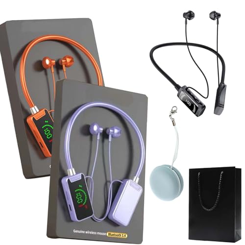 Gienslru Wireless Sound Card Live Streaming Earphones, Wireless Sound Card Live Broadcasting and Audio Editing Earphones, Waterproof Sound Card Live Tuning Headphones with Display (2PCS-A) von Gienslru