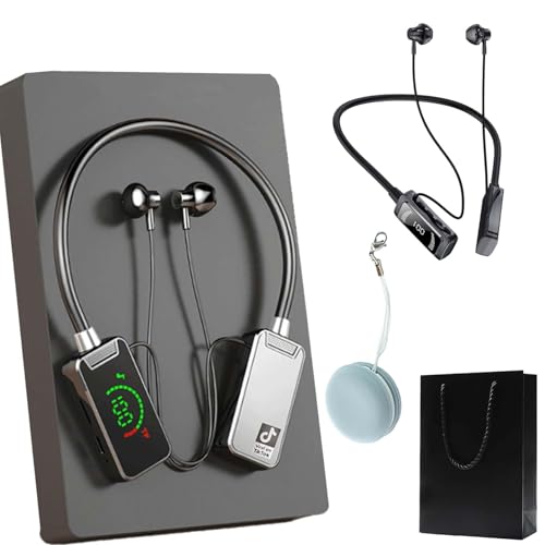Gienslru Wireless Sound Card Live Streaming Earphones, Wireless Sound Card Live Broadcasting and Audio Editing Earphones, Waterproof Sound Card Live Tuning Headphones with Display (Black) von Gienslru