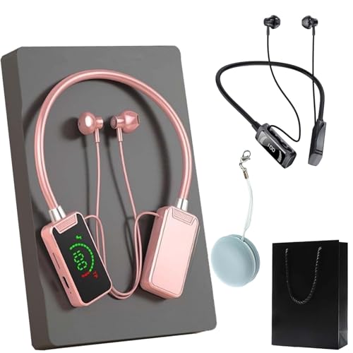 Gienslru Wireless Sound Card Live Streaming Earphones, Wireless Sound Card Live Broadcasting and Audio Editing Earphones, Waterproof Sound Card Live Tuning Headphones with Display (Pink) von Gienslru