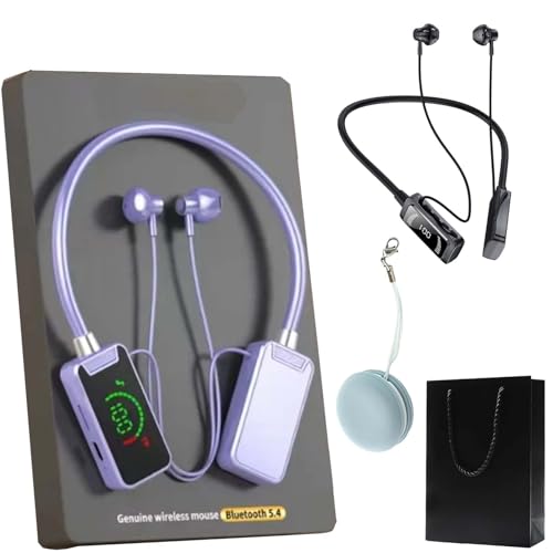 Gienslru Wireless Sound Card Live Streaming Earphones, Wireless Sound Card Live Broadcasting and Audio Editing Earphones, Waterproof Sound Card Live Tuning Headphones with Display (Purple) von Gienslru