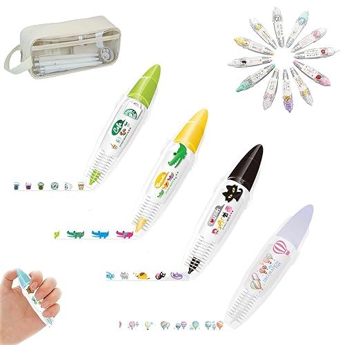 Joyfullift Decorative Pens, DIY Cute Animals Press Type Decorative Pen, Joyful Lift Pens, Cute Scrapbooking Diary Decorative Correction Tapes (4PCS-B) von Gienslru