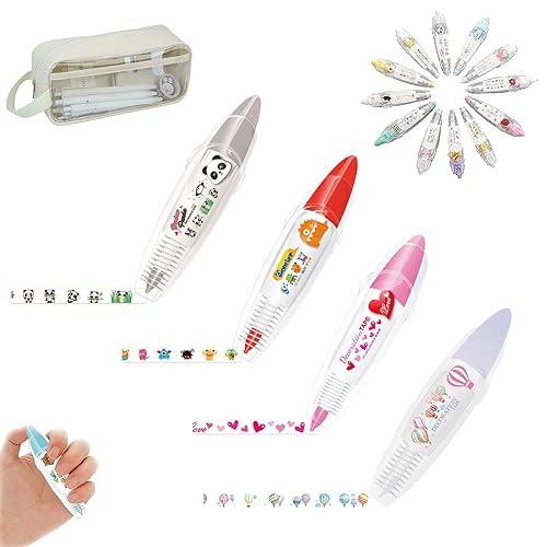 Joyfullift Decorative Pens, DIY Cute Animals Press Type Decorative Pen, Joyful Lift Pens, Cute Scrapbooking Diary Decorative Correction Tapes (4PCS-F) von Gienslru