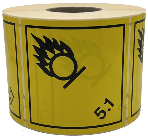 Giese-GEF Gefahrgutaufkleber Klasse 5.1 Oxidierende Stoffe - 100 x 100 mm - 1000 Etiketten auf Rolle - Papier selbstklebend - ADR Giese-GEF Gefahrgutaufkleber Klasse 5.1 Oxidierende Stoffe - 100 x 100 mm - 1000 Etiketten auf Rolle - Papier selbstklebend - ADR von Giese-GEF