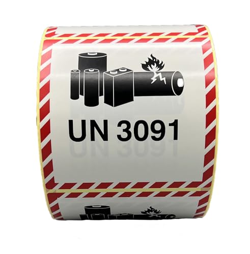 Giese-GEF 1.000 Gefahrgutaufkleber Lithium Metall Batterien UN 3091-100 x 100 mm - Etiketten auf Rolle - Papier selbstklebend - ADR Giese-GEF 1.000 Gefahrgutaufkleber Lithium Metall Batterien UN 3091-100 x 100 mm - Etiketten auf Rolle - Papier selbstklebend - ADR von Giese-GEF