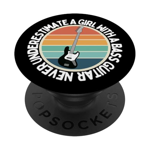 Unterschätzen Sie niemals ein Mädchen mit einer Bassgitarre, Damen-Bass PopSockets Klebender PopGrip Unterschätzen Sie niemals ein Mädchen mit einer Bassgitarre, Damen-Bass PopSockets Klebender PopGrip von Gift For Musician Men And Women In A Rock Band