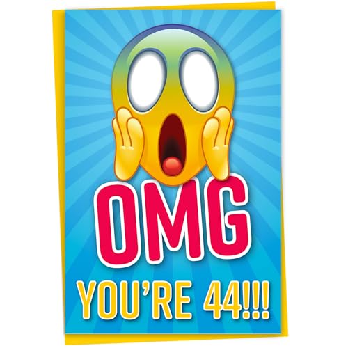 Lustige Geburtstagskarte zum 44. Geburtstag für Freund, OMG You're 44 Screaming Emoticon, Getting Old Karte, Schwester Geburtstagskarte, Bruder Geburtstagskarte, Karte für Sie oder Ihn von Gift Monster