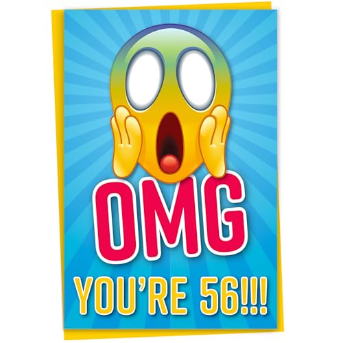 Lustige Geburtstagskarte zum 56. Geburtstag für Freund, OMG You're 56 Screaming Emoticon, Getting Old Karte, Schwester Geburtstagskarte, Bruder Geburtstagskarte, Karte für Sie oder Ihn von Gift Monster