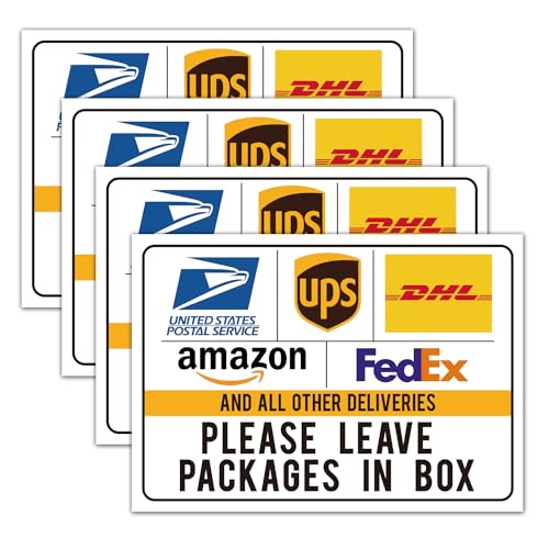 4 Paket-Lieferschilder für den Außenbereich, Lieferanweisungen für Amazon, FedEx, DHL, Ups, Usps Schild, hinterlassen Sie Pakete hier, Aufkleber, Vinyl-Aufkleber, 25,4 x 17,8 cm. 4 Paket-Lieferschilder für den Außenbereich, Lieferanweisungen für Amazon, FedEx, DHL, Ups, Usps Schild, hinterlassen Sie Pakete hier, Aufkleber, Vinyl-Aufkleber, 25,4 x 17,8 cm. von Giftideaworkshop