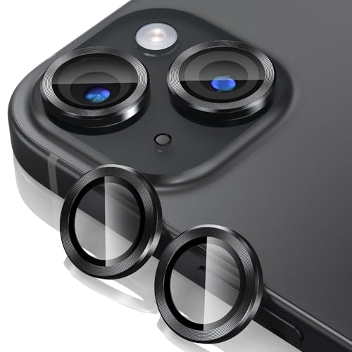 Giftorld Kamera Objektiv Schutz entworfen für iPhone 13/13 Mini,Luftfahrt Aluminium 3D Ring,9H gehärtetes Glas,360 Grad Schutz,HD Klarheit,4 Ebenen einzigartiges Design, volle Abdeckung.(Schwarz) von Giftorld