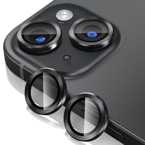 Giftorld Kamera Objektiv Schutz entworfen für iPhone 13/13 Mini,Luftfahrt Aluminium 3D Ring,9H gehärtetes Glas,360 Grad Schutz,HD Klarheit,4 Ebenen einzigartiges Design, volle Abdeckung.(Schwarz) von Giftorld