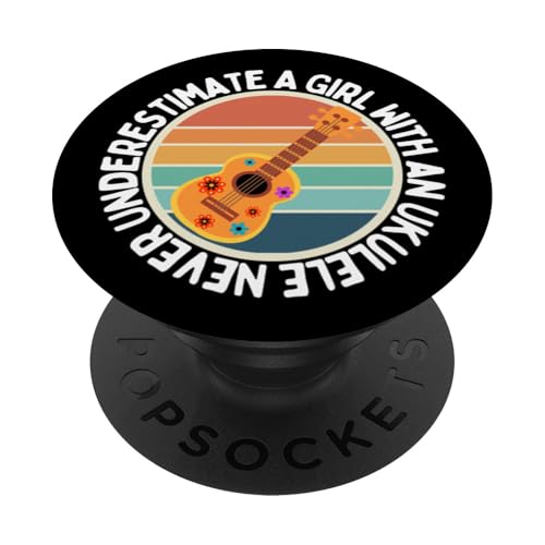 Unterschätze niemals ein Mädchen mit einer Ukulele für Frauen-Ukulelisten PopSockets Klebender PopGrip Unterschätze niemals ein Mädchen mit einer Ukulele für Frauen-Ukulelisten PopSockets Klebender PopGrip von Gifts For Baritone Ukulele Players